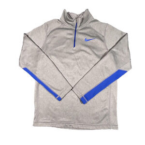 Nike Therma-Fit Pullover Mens Small Gray Blue Quarter Zip Athletic Training Top